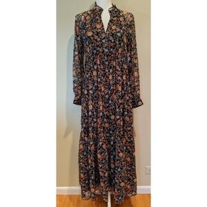 1. State Black and Tan Floral Long Sleeve Dress